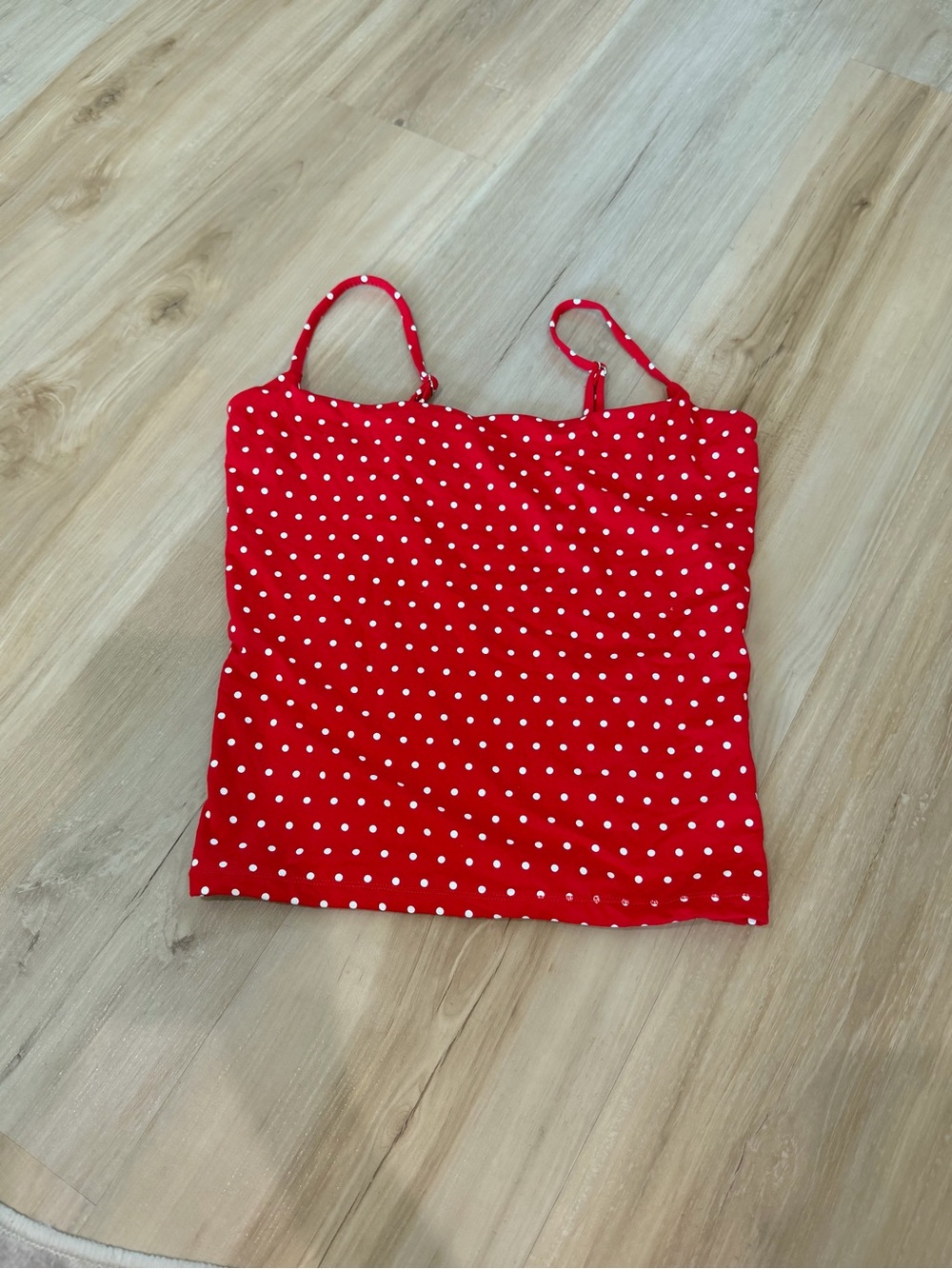 Red Polka Dot Spaghetti Strap Women's Tank Top